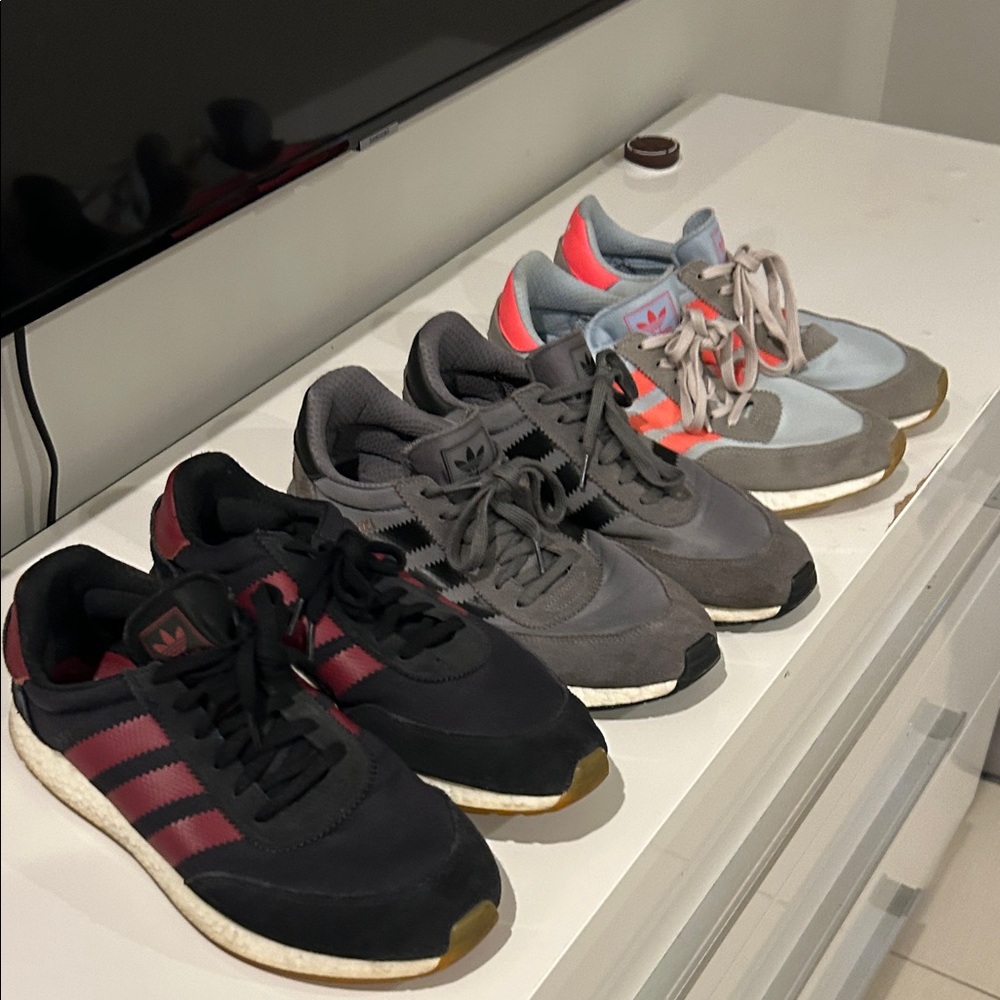 Adidas Men's Black, Gray, and Red Sneakers
Lot of 3 I Nikli